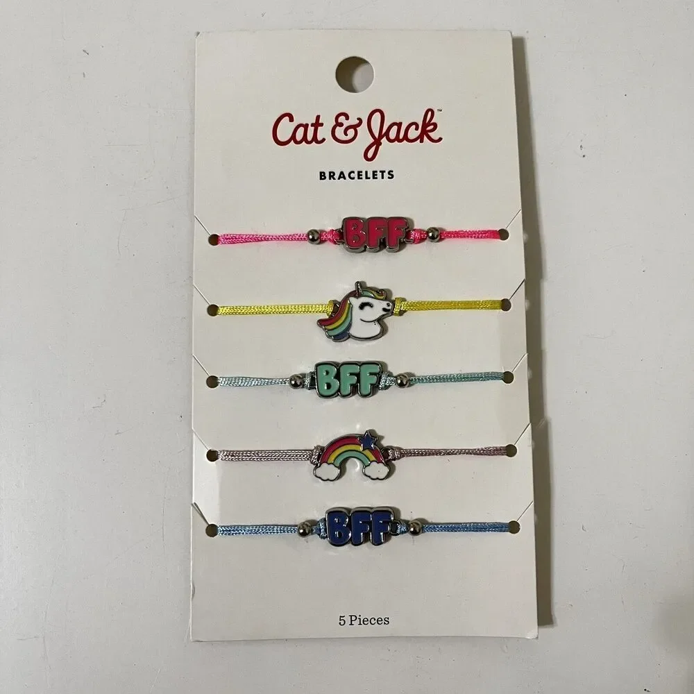 Cat & Jack BFF Unicorn Rainbow Friendship Bracelets Set of 5 NEW